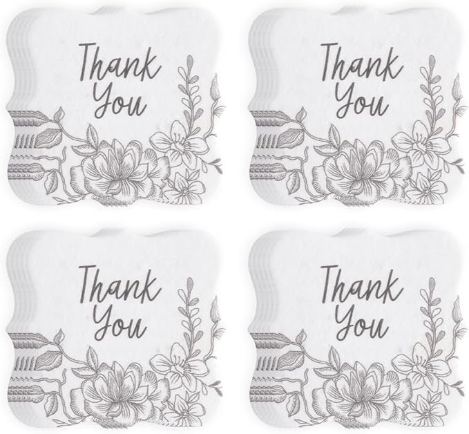 20pcs Thank You Tags Seed Paper – Plantable Wildflower in Different Designs & Shapes, Eco-Friendly, Perfect for Gifts, Wedding & Occasions (20 Square Art Floral)