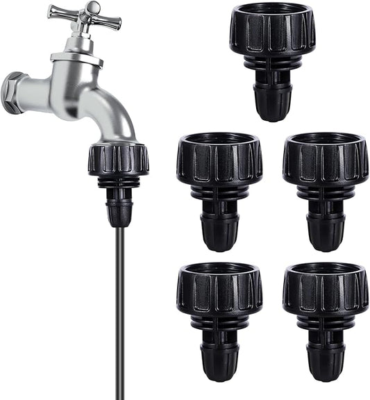 5 Pcs Single Head Drip Irrigation Hose Adapters,Convert 3/4 Inch Female GHT to 1/4 Inch Irrigation Tubing Connectors,Garden Faucet Connectors with Lock Barbed Design for Irrigation Misting Systems