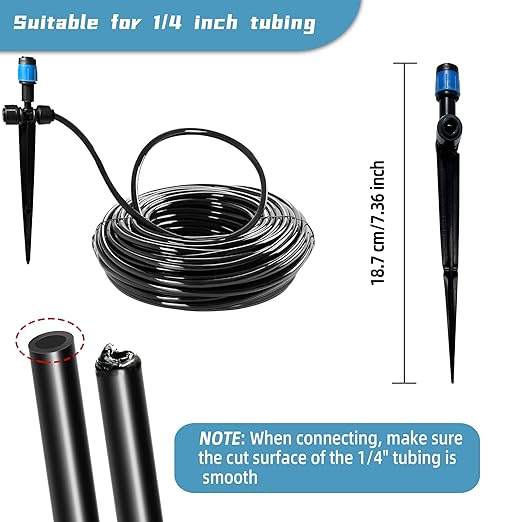 20PCS Push-to-Fit Drip Irrigation Emitters for 1/4 inch Irrigation Tubing,Two-Way Connection Adjustable Vortex Drip Emitters with Stake,Irrigation Dripper Sprinkler for Drip Irrigation System