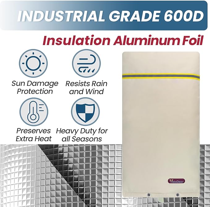 Backflow Preventer Insulation Cover, 24" W x 26" H YeloDeer Reusable Waterproof Sprinkler Valve Cover with Aluminum Foil, Outdoor Well Pump Cover Insulated for Winter Freeze Protection.