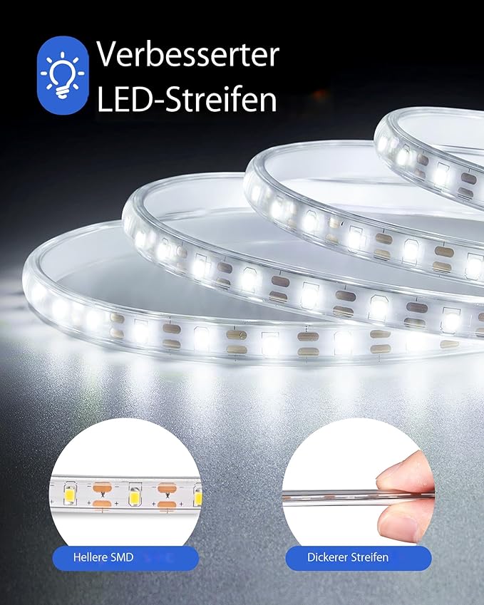 32.8FT 600LED Solar LED Strip Lights Outdoor, Outdoor String Lights Waterproof, 8 Modes Solar Rope Lights with Remote for Step, Stair, Deck, Fence, Patio,Yard Decor (Cool White, 32.8 FT)