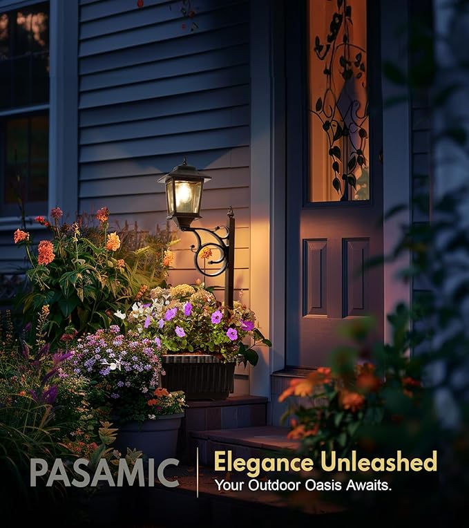 Outdoor Flower Pots 2 in 1, Outdoor Planter, Solar Lamp Post Lights Outdoor, Wall Mount or Freestanding Waterproof Solar Post Decorative Lamp for Lawn Patio Front/Back Door（Flowers not Included）