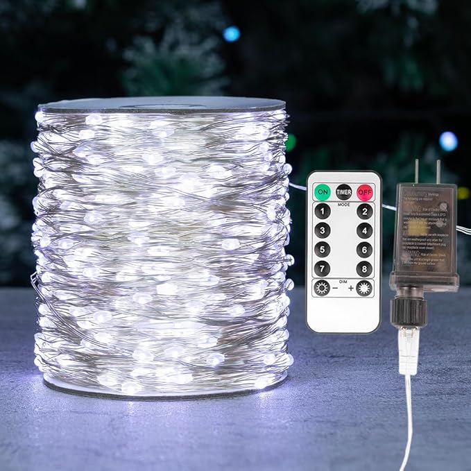 Fairy Lights Plug in,66FT 200 LEDs Waterproof Led String Lights,Twinkle Light with 8 Modes Remote for Outdoor Indoor Christmas Wedding Birthday Garden Party Decorations,Cool White