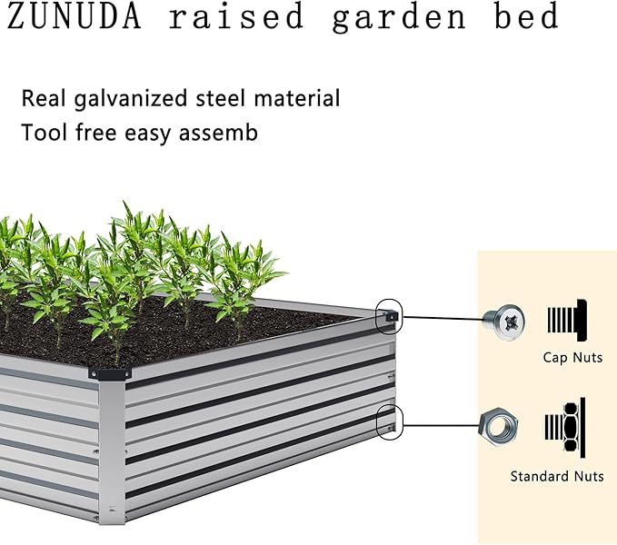 Galvanized Raised Garden Bed,12×4×1FT Metal Planting Box for Outdoor Vegetable, Herb,Planter Gardening (Silver)