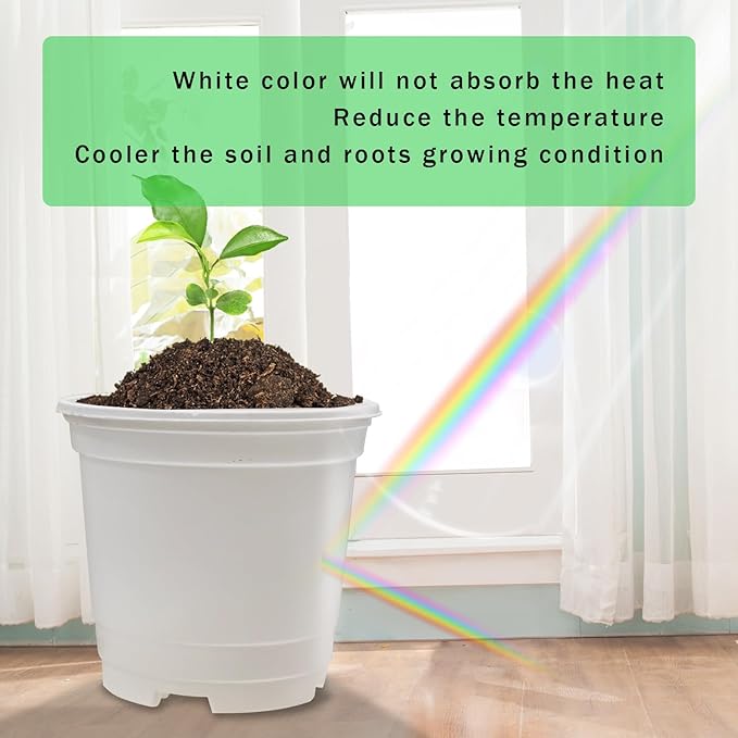 10CM White Seedling Pots 4 inch New Material Planter Pots 50 Pcs, Soft and Sturdy Bottom Transplanting Pots with 50Pcs Screen Pads（50Pcs,4Inch,White