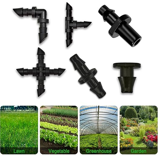 Drip Irrigation Parts, 1/4 Drip Irrigation Fittings Drip Irrigation Kit Drip Line Connectors 1/4 Barbed Connector Drip Irrigation Connectors 1/4 Irrigation Tubing 300 Pcs