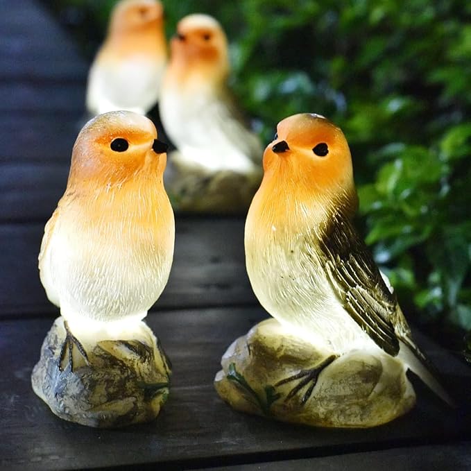 Solar Garden Outdoor Statues Bird Lights, Cute Birds Garden Decor for Outside, Christmas Birthday Gifts for Women Men or Daughter, Unique Housewarming Gifts and Yard Decoration