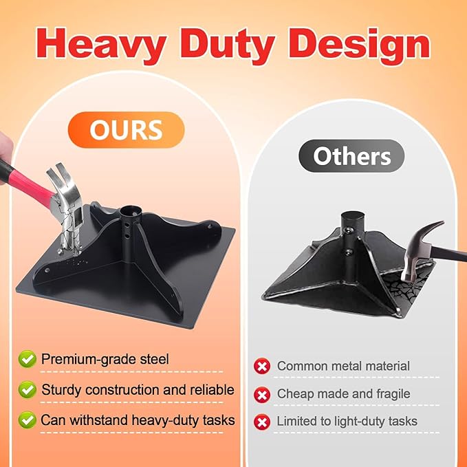 Heavy-Duty Steel Tamper, 8x8 Inch Hand Soil Tamper Garden Landscaping Tool for Ground & Gravel Leveling Dirt Compactor - Ergonomic Tamper Design, 48 Inches Total