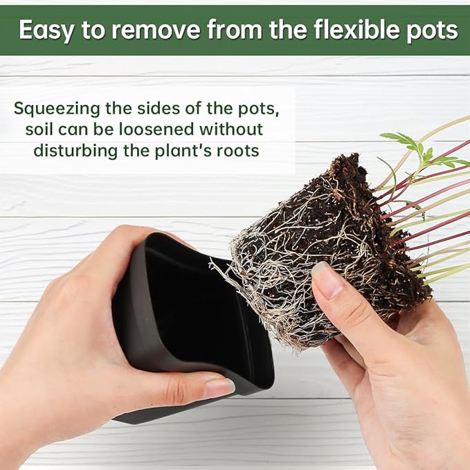 60 Pcs Nursery Pots 2.7 Inch, Plastic Seed Starting Pot with Drainage Holes, Sturdy Seedling pots for Planting, Cuttings (Black)