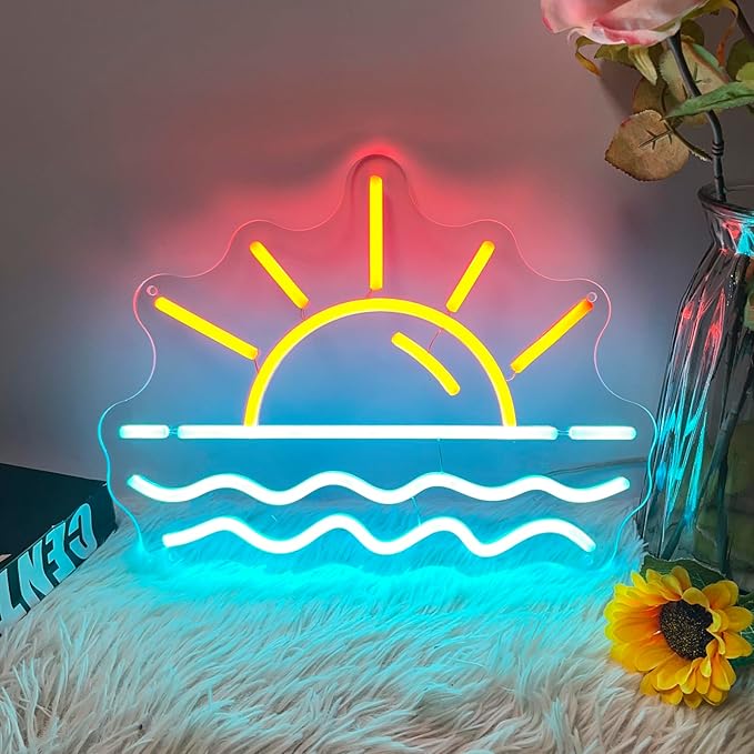 Sunset Sunrise Neon Sign, Neon Signs for Wall Decor Dimmable LED Neon Light Sign for Beach Bedroom Living Room Wedding Bar Party Home Room Decor