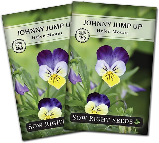 Sow Right Seeds - Violet, Johnny Jump-Up Flower Seed for Planting - Beautiful Flowers to Plant in Your Garden - Non-GMO Heirloom Seeds - Perfect for Spring Containers - Attract Pollinators (2)