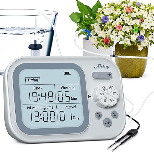 Automatic Plant Waterer Indoor Self Watering System for 15 Potted Plants, Auto Drip Irrigation Kit Programmable Water Timer with Smart Humidity Detection