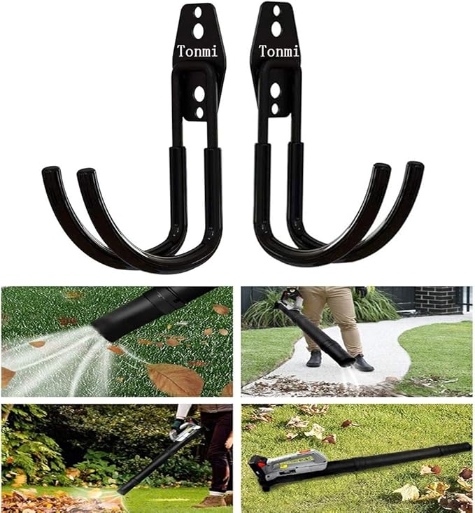 2Pcs Leaf Blower Hanger for Garage, Leaf Blower Rack for Garage, Leaf Blower Hanger for Wall, Leaf Blower Hooks for Garage, Perfect for Garage Wall Tool Organizers and Storage, No Blower (Set of 2)