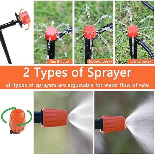 Drip Irrigation System, Irrigation System with 165FT 1/4 Inch Distribution Tubing, DIY Saving Water Garden Watering System, Automatic Drip Irrigation Kits for Garden, Greenhouse, Lawn, Patio