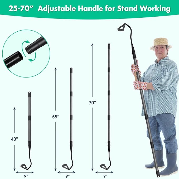 Hoe Garden Tool with 70Inch Long Handle, Heavy Duty Garden Hoes for Weeding Loosening Soil Digging Planting Ridging, Handy Hoe Gardening Tools Weeding Hoe
