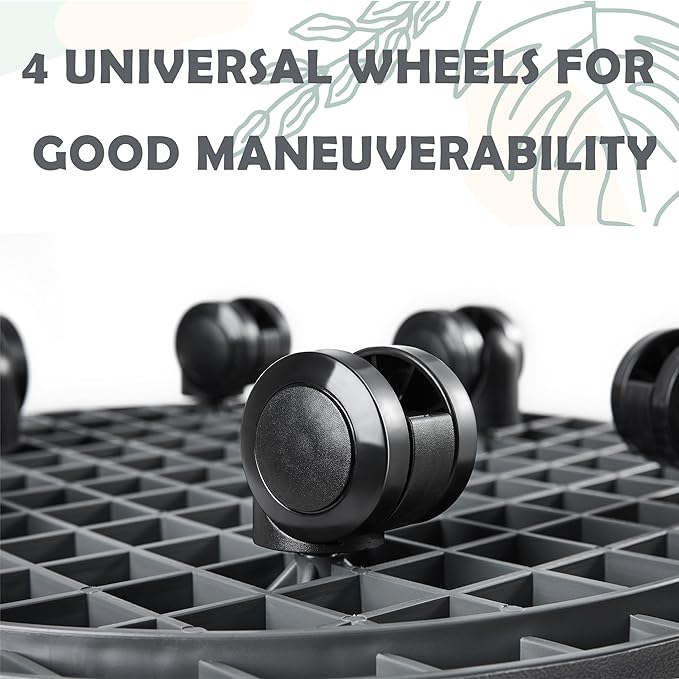 17.5 Inch Planter Caddies Rolling Saucer Caddy with Wheels, Heavy Duty Wheeled Stand for Potted Plant, Round Coaster Roller Base Tray with Casters, Flower Pot Dolly Holder for Indoor Outdoor