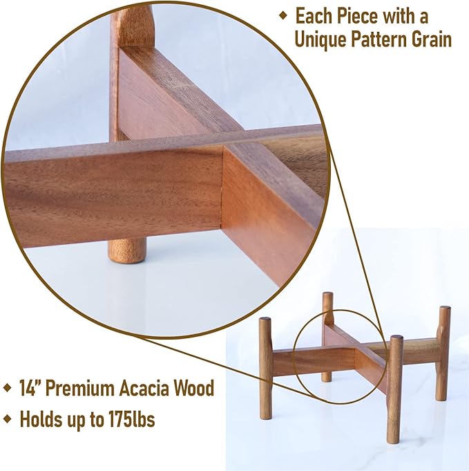 Macaw on Kapok Wood Plant Stand,Fits 8 10 12 to 14 inch Plant Pot,Acacia Solid Wood,Planter Stands for Indoor Plants,Outdoor Planter Large,Modern Plant Holder,Mid Century Plant Stand,Flower Pot Stand