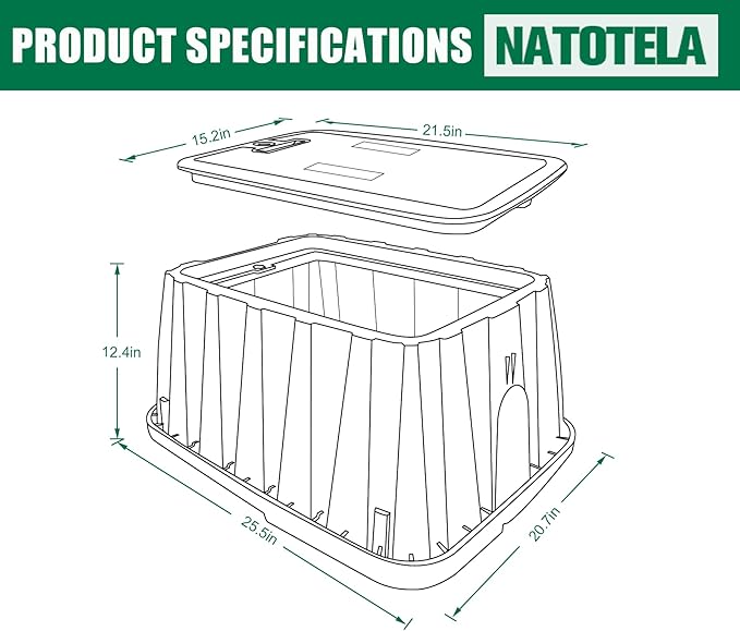Durable PP Valve Box-2 Sets 19x14 In Jumbo Sprinkler Valve Boxes with Lockable Cover,Plastic Rectangular Irrigation Valve Box Overlapping Cover for Garden Yard Outdoor Lawn Grassland Inground