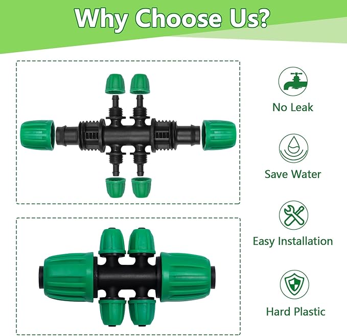 12 Pack 1/2 Inch To 1/4 Inch Drip Irrigation Fittings (1/2" ID x 0.65" OD), Drip Line Irrigation Locked Barbed 1/2" To 1/4" Adapter Anti Leak Irrigation System 1/2 In. To 1/4 In. Reducing Tee
