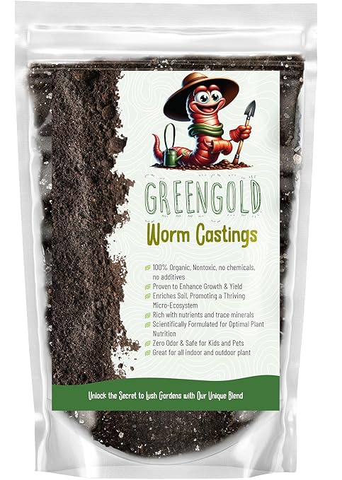 Organic Worm Castings – Earthworm Castings for Plants – Premium Worm Castings Fertilizer for Nutrient-Rich Soil and Healthy Growth (5 QUARTS)