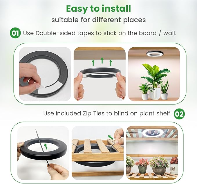 Wiaxulay 6.3” Grow Lights for Indoor Plants, 84 LED Full Spectrum Halo Plant Grow Light, 5V/3A Under Cabinet Growing Lamp with 6/12/16 Hrs, 3 Lighting Mode, 5 Dimmable Levels, Ideal for Indoor Plants