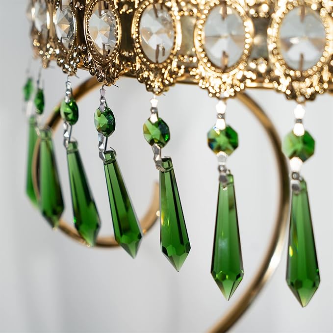 HDCRYSTALGIFTS 25pcs 55mm Green Crystal Icicle Pendant Chandelier Prisms Drops Lamp Candle Holders Curtain DIY Parts