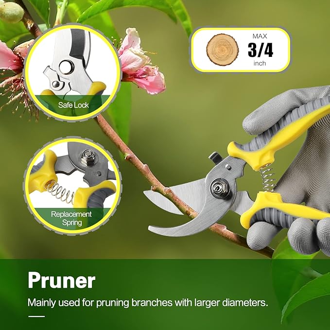 iPower Garden Tool Set, 8 Piece Heavy-Duty Stainless-Steel Garden Kit Includes Outdoor Hand Tools, Garden Gloves and Storage Tote Bag, Ergonomic Rubberized Non-Slip Handle