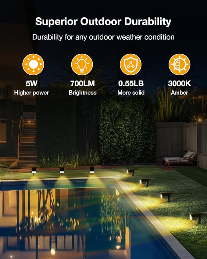 Solar Power Spotlight Outdoor Waterproof Landscape LED Accent Lighting for Yard, Tree, Plants, Walls, Path, Garden, Statues, Adjustable Brightness,Dusk to Dawn Long Lasting 4 Pack Warm White