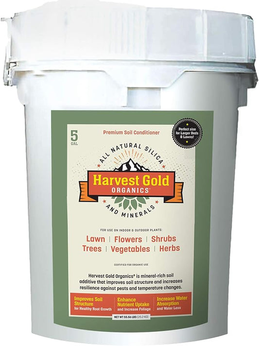 Premium Soil Conditioner All Purpose for Houseplants, Flowers, All Vegetables and Trees, Provides Natural Silica and Micronutrients (5 Gallon Bucket)
