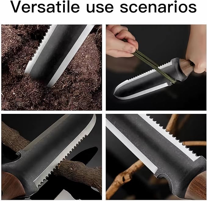 Garden Tool Set, Hori Hori Garden Knife, Weeding Knife Serrated Cutting Edge, Marks for Measuring Planting Depth, Gardening Gloves with Claws, Garden Gloves for Weeding, Planting, Digging