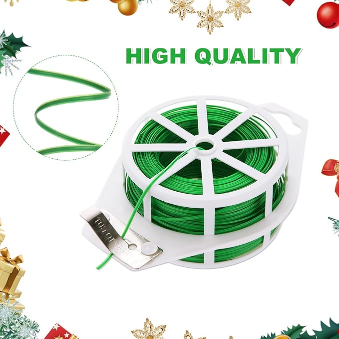 8 Pack Twist Tie 2624 Feet Green Garden Plant Ties with Cutter, Reusable Green Twist Ties for Gardening Plants Growth and Care, Office Home Cable Organization