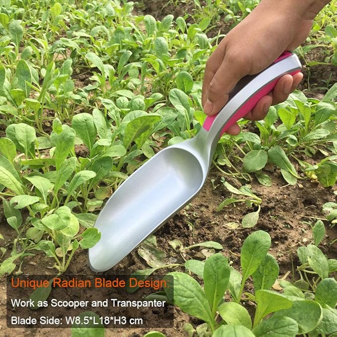 Gardening Tool Set Light Weight, 3PC Bend Proof Gardening Kits, Hand Shovel One-Piece Aluminum, Gardening Gifts for Women, Hand Scoop, Small Trowel, Garden Rake, Pink