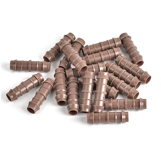 Drip Irrigation Fittings Barbed Coupling Connectors For 1/2" Drip Tubing, Drip Fittings Straights Parts, OD 17mm Barbed For Garden Irrigation System-20Pcs/pack