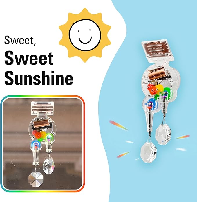 Kikkerland Solar Powered Rainbow Maker – Prism Suncatcher, Fun Home Window Decor – Unique Gift for Christmas & Birthdays – Double Crystal