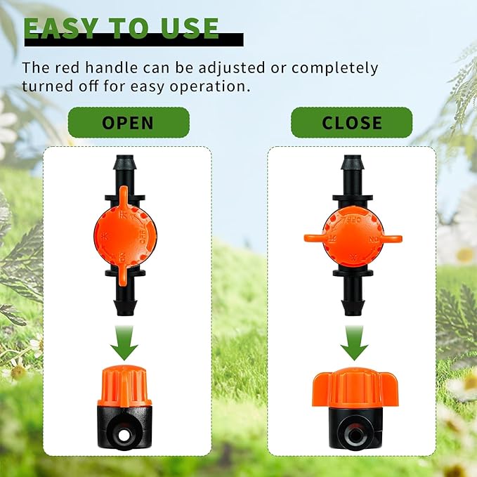 30PCS 1/4 Inch Drip Irrigation Valves, Drip Irrigation Shut Off Switch Valve for 1/4" Drip Irrigation Tubing Drip Line Cut Off Valve for Garden Lawn Irrigation System