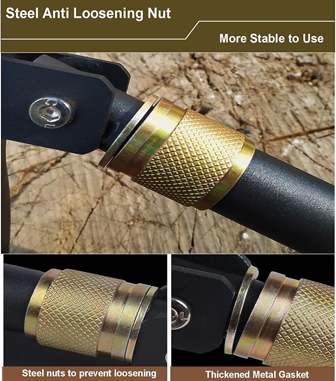 Folding Pickaxe Hoe for Digging, Multi-Function Detachable, Garden Hoe Long Handle with Two Extension rods, Great for Loosing Soil, Camping Shovel for Outdoors