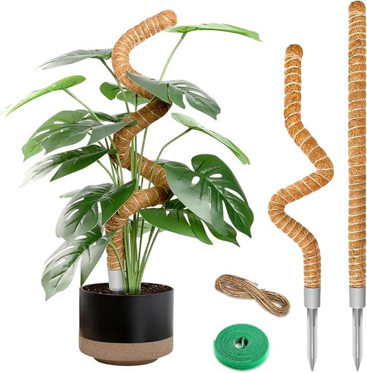 28 Inch Moss Pole, 2 Pack Bendable Moss Pole for Plants Monstera, Climbing Plants Indoor, Support Stakes, Coco Coir Poles, Trellis, Potted Plant Support