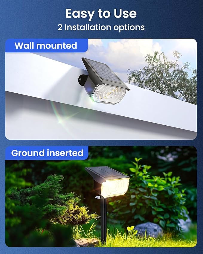 Solar Spot Lights Outdoor Waterproof IP67, 6 Lighting Modes 60 LED, Landscape Spotlights for Tree Yard Garden House Driveway Pathway（10 Pack）