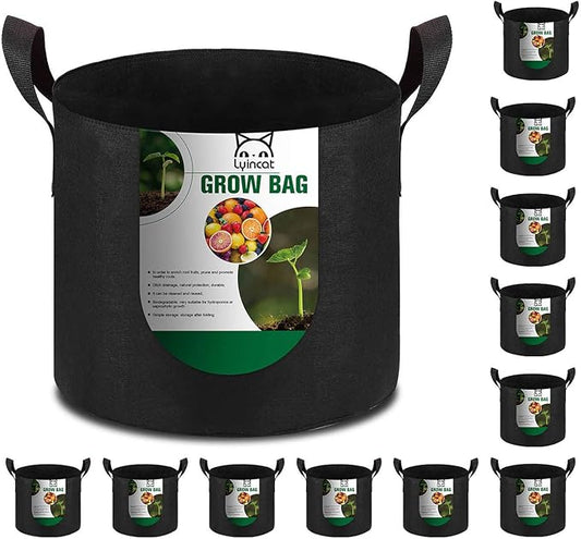 12-Pack 15 Gallon Grow Bags Heavy Duty Thickened Nonwoven Fabric Pots with Durable Handles