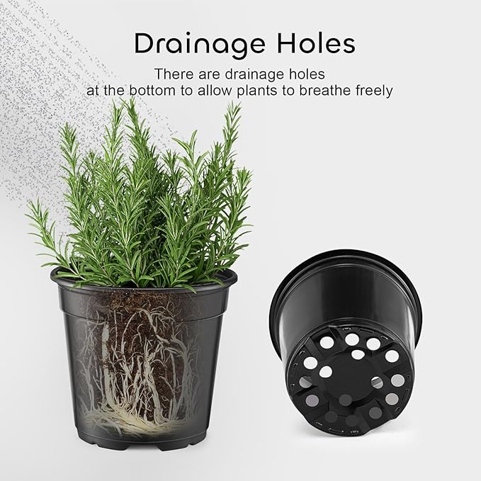 GROWNEER Nursery Pots with Drainage Holes Pack of 24 Pcs 3.5/4.5/5.5/6.5 Inch and Plant Label Flexible Seedling Pots Seed Starting Planter for Indoor Outdoor Flowers Succulents Cactus