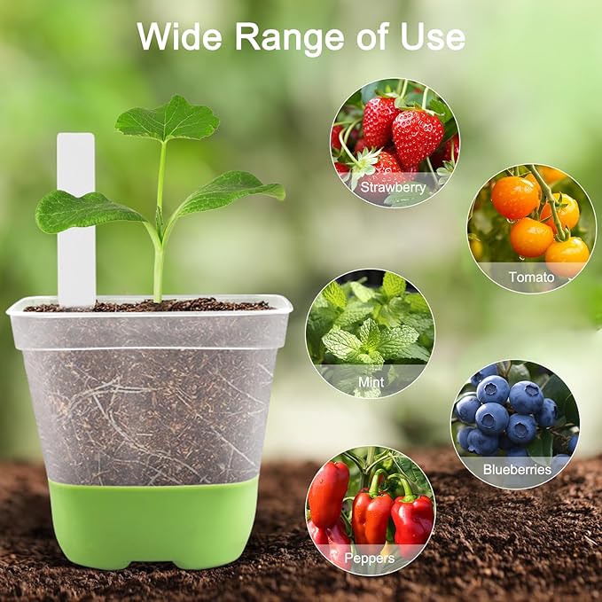 24 Packs 3 Inch Square Plastic Nursery Pots, Clear Plant Pot with Soft Silicone Base for Easy Transplant, Flower Pots with Drainage Holes, Reusable Seedling Pots Starter Pots