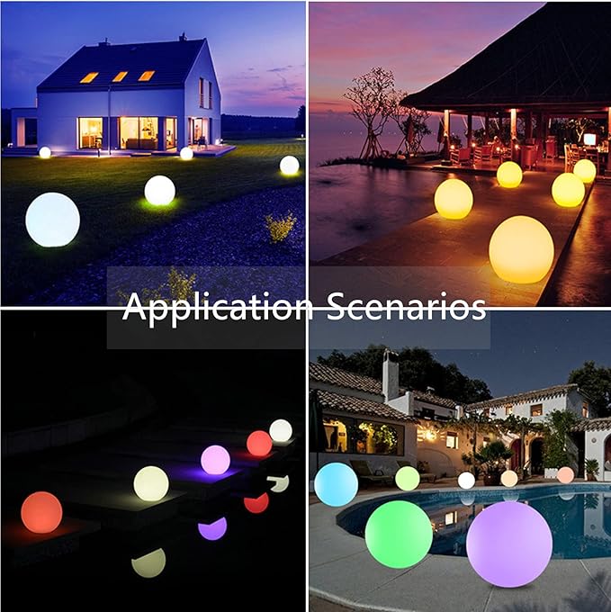 8-Inch LED Ball Light, Multi-Color Rechargeable Night Lights Waterproof Dimmable Mood Lamp with Remote for Home Garden Patio Party Bar Decors