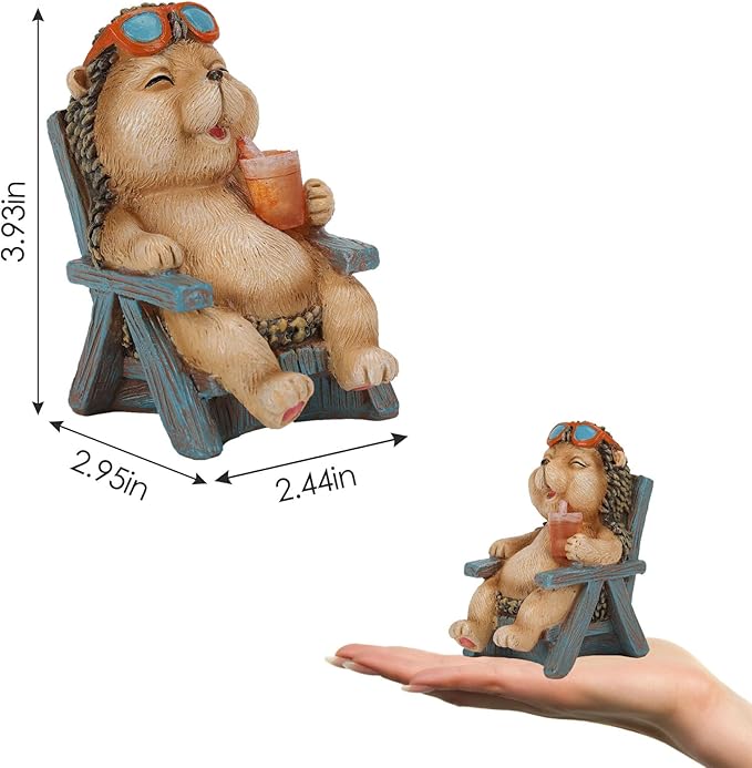 Miniature Hedgehog Figurine Garden Decor, Solar Resin Hedgehog Statue for Outside Garden Lawn Yard Patio& Home Office Decorations,Ideal Hedgehog Ornaments Garden Birthday Gifts for Mom Women Grandma