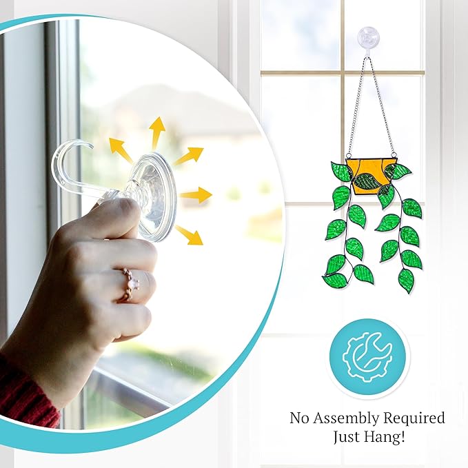 Stained Glass Window Hanging 17 Leaf Plant Stain Glass Window Hanging Real Stained Glass Hanging Hanging Stained Glass for Windows Stained Glass suncatchers Stained Glass Plant Stained Glass