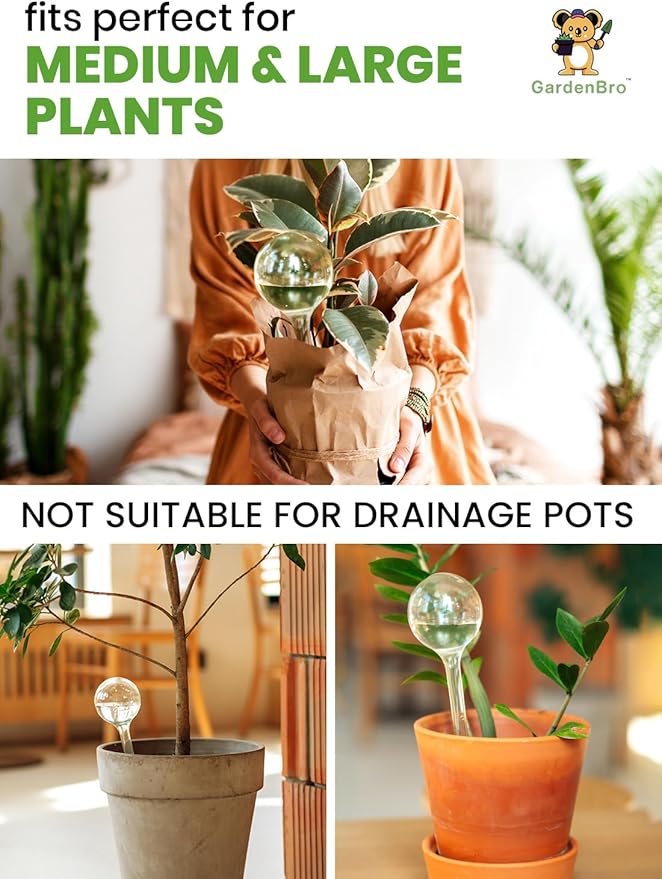 Plant Watering Globes Large Plastic XL Set of 4 - Automatic Plant Waterer Indoor and Outdoor - Self Watering Planter Insert System with Plastic Water Bulbs for Indoor Plants (4 PCS, Large)