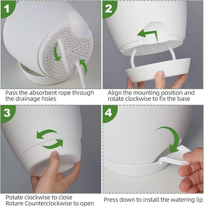 Plant Pots, 7/6.5/6/5.5/5 Inch Self Watering Planters, Pots for Indoor Plants with Drainage Hole for Succulents, African Violet (Matte White)