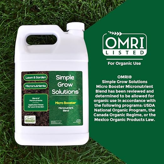 Organic Micronutrient Booster- Complete Plant & Turf Nutrients- Simple Grow Solutions- Natural Garden & Lawn Fertilizer- Grower, Gardener- Liquid Food for Grass, Tomatoes, Flowers, Vegetables (1 Gallon)
