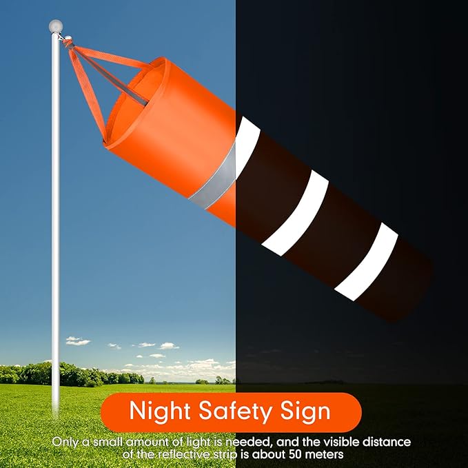 2 Pcs Airport Windsocks Measurement Sock Bag with Reflective Belt Oxford Fabric Ripstop Wind Sock Wind Direction Indicator Windsocks Outdoor Aviation Flag for Airport Farm, 31.5 Inch, 39 Inch(Orange)