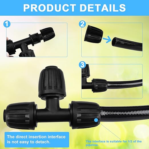 Drip Irrigation Tubing, 40 FT 1/2 inch Main Drip Line Hose Tube with 1/2" Straight Connector and 3-Way Connector for Garden Watering Landscape Irrigation System