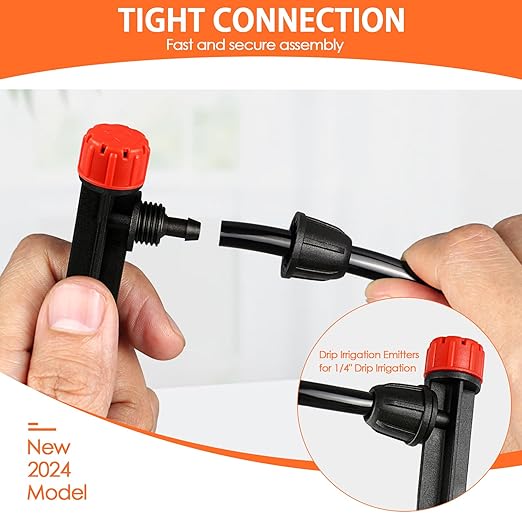 55 Pieces Drip Emitters Stream with Stake for 1/4" Irrigation Tubing: Adjustable 360 Degree Water Flow Irrigation Universal Sprayer Drip Pipe Sprinklers Fittings for Garden Watering System